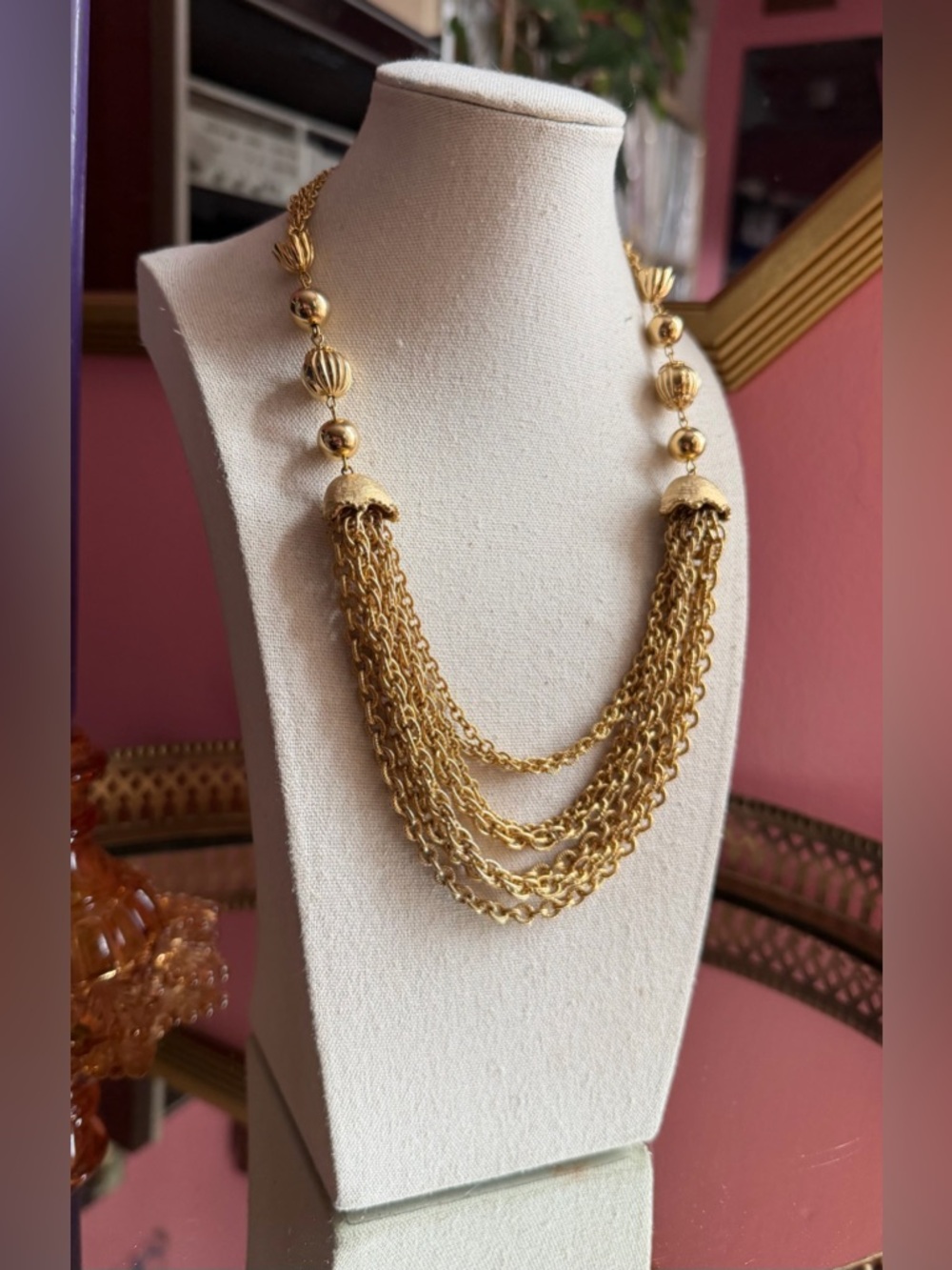 1970's Discotheque Diva Golden Multi-Strand Necklace